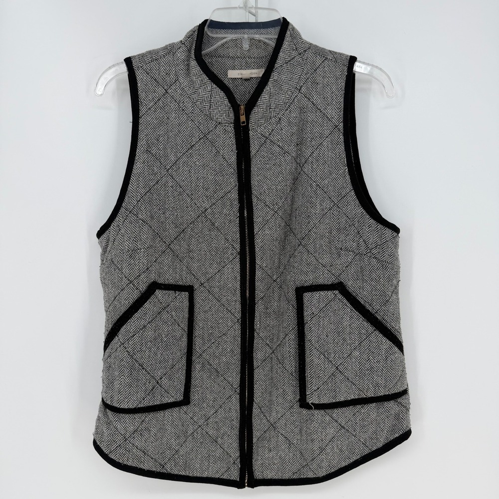 41 Hawthorn Vest Womens Medium Gray Herringbone Quilted Zip Up Pockets Layering